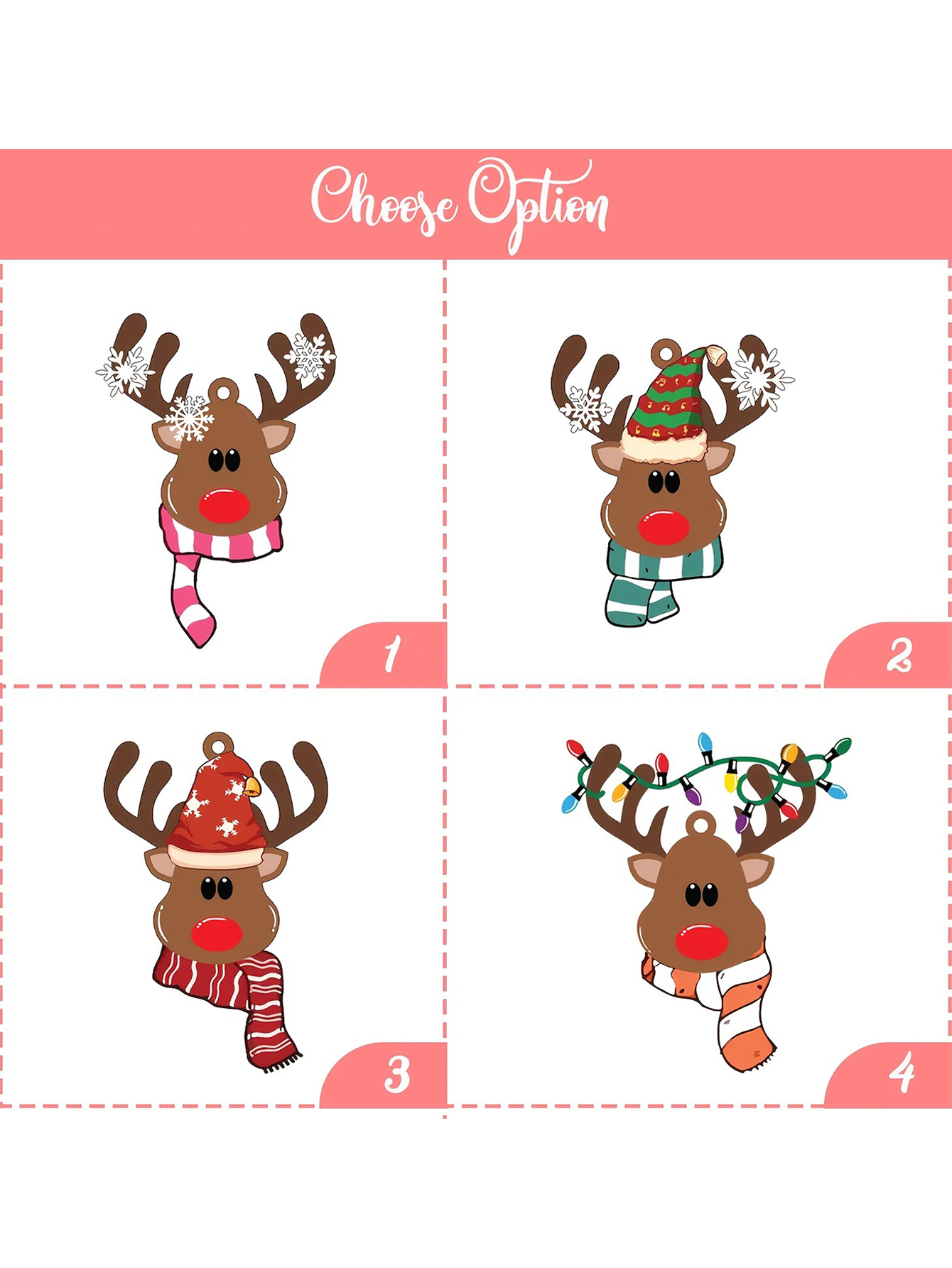 Custom Name Acrylic Reindeer Ornament for Christmas